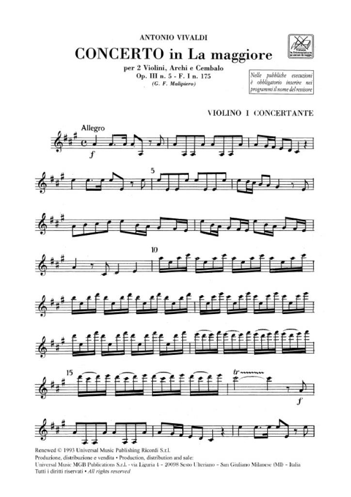 Concerti Per Vl., Archi E B.C.: Per 2 Vl.